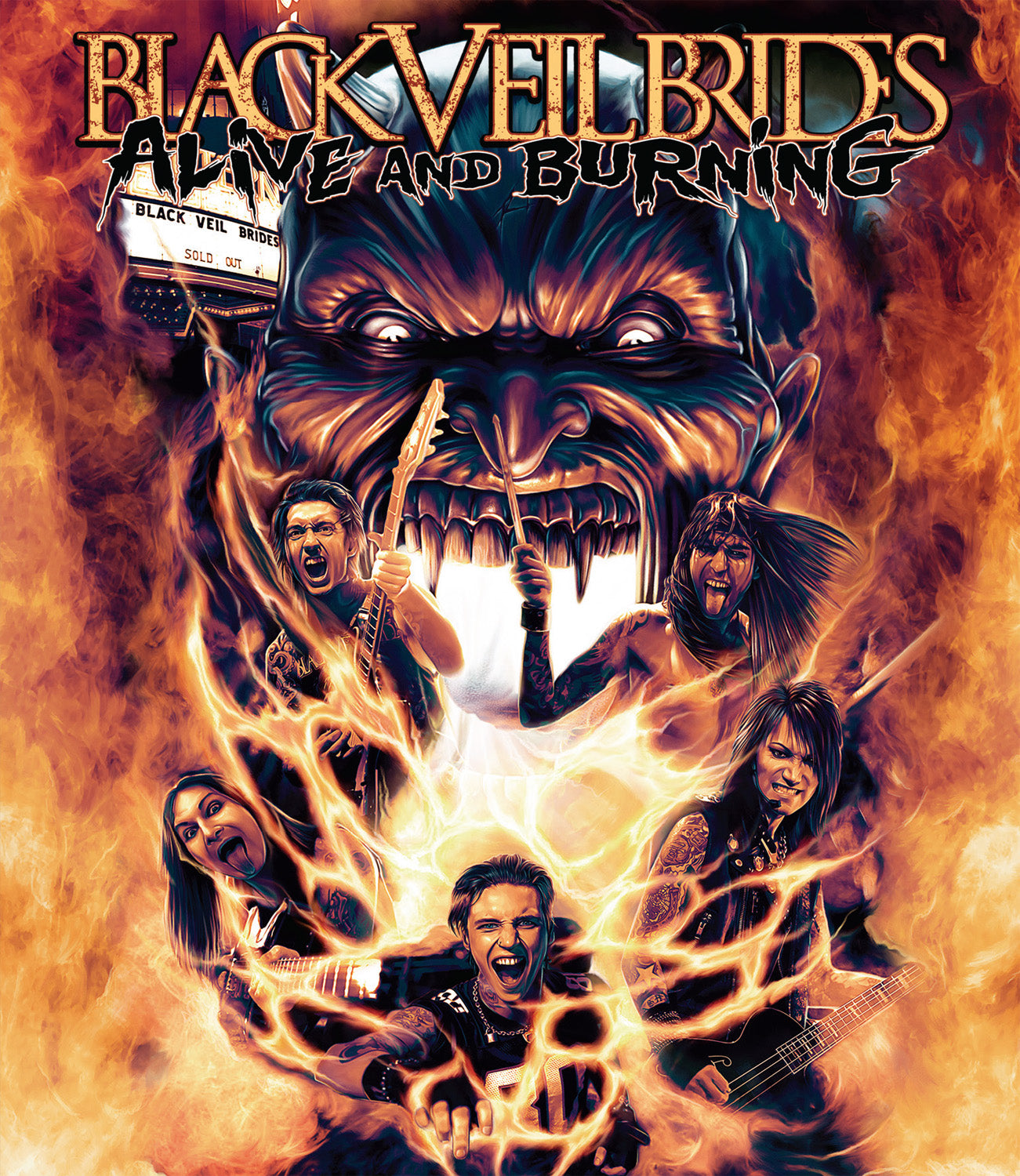 Black Veil Brides: Alive And Burning Black Veil Brides Live In L.A. 2014 DVD Cover